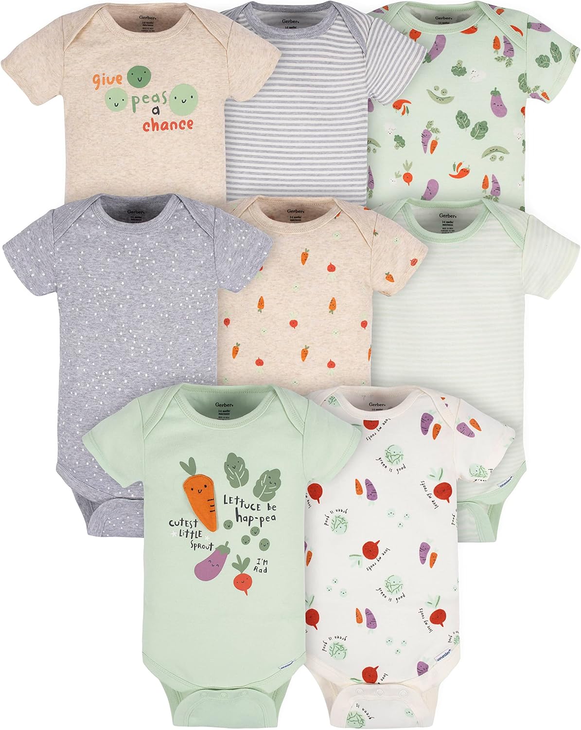 Gerber Baby Boys & Girls 8-Pack Short Sleeve Onesies Bodysuits