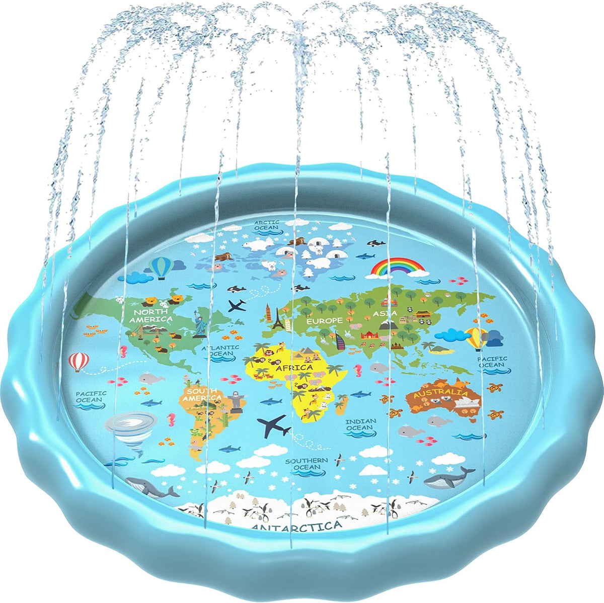 SplashEZ Non Slip Splash Pad for Kids & Dogs, 69’’ Extra Large Splash Pad Sprinkler for Kids, Dog Water Summer Toys - Great Outdoor Toys for Toddlers 1-3 & Children Ages 4-8, Baby Pool for Backyard