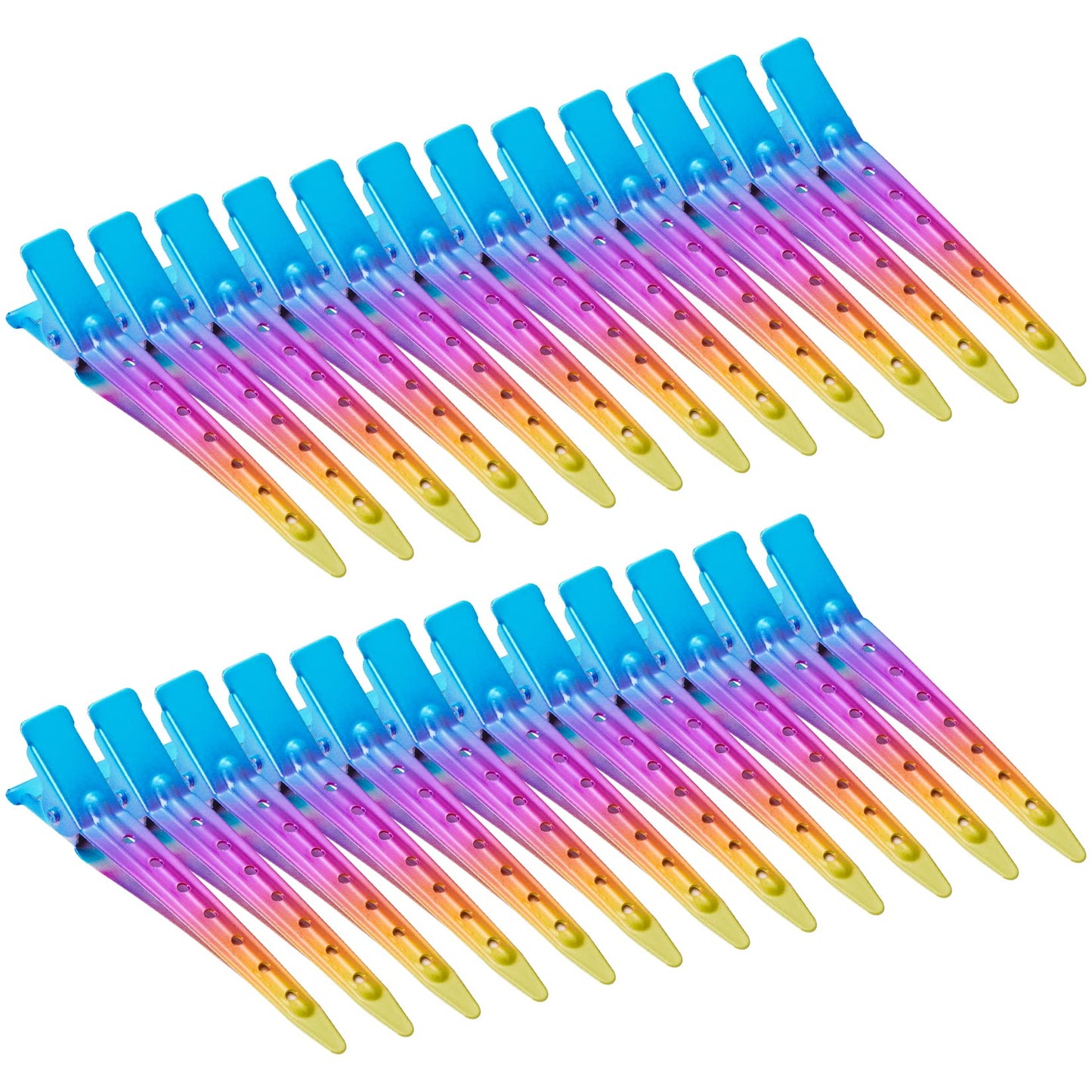 24 Packs Duck Bill Clips, Bantoye 2.75 Inches Rustproof Metal Alligator Curl Clips With Holes For Hair Styling, Hair Coloring, G