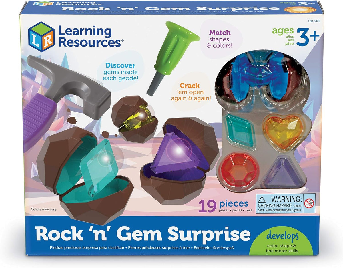 Learning Resources Rock 'n Gem Surprise, 19 Pieces, Ages 3+ Toddler Learning Toys for Sorting and Matching STEM Skills