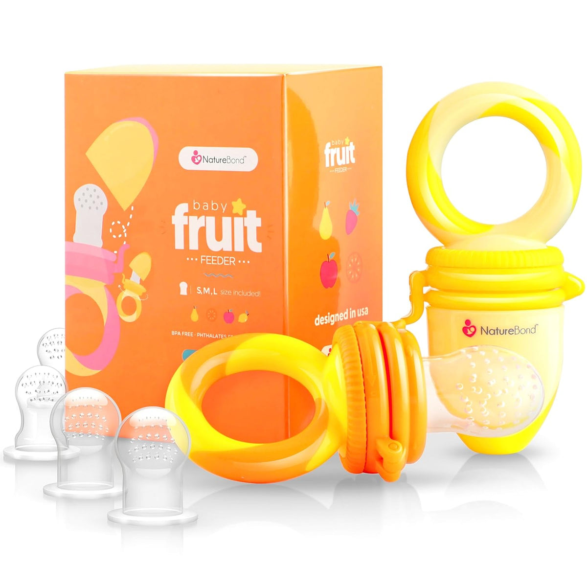 NatureBond Baby Food Feeder/Fruit Feeder Pacifier Nibbler 2 Pack with Teething Relief