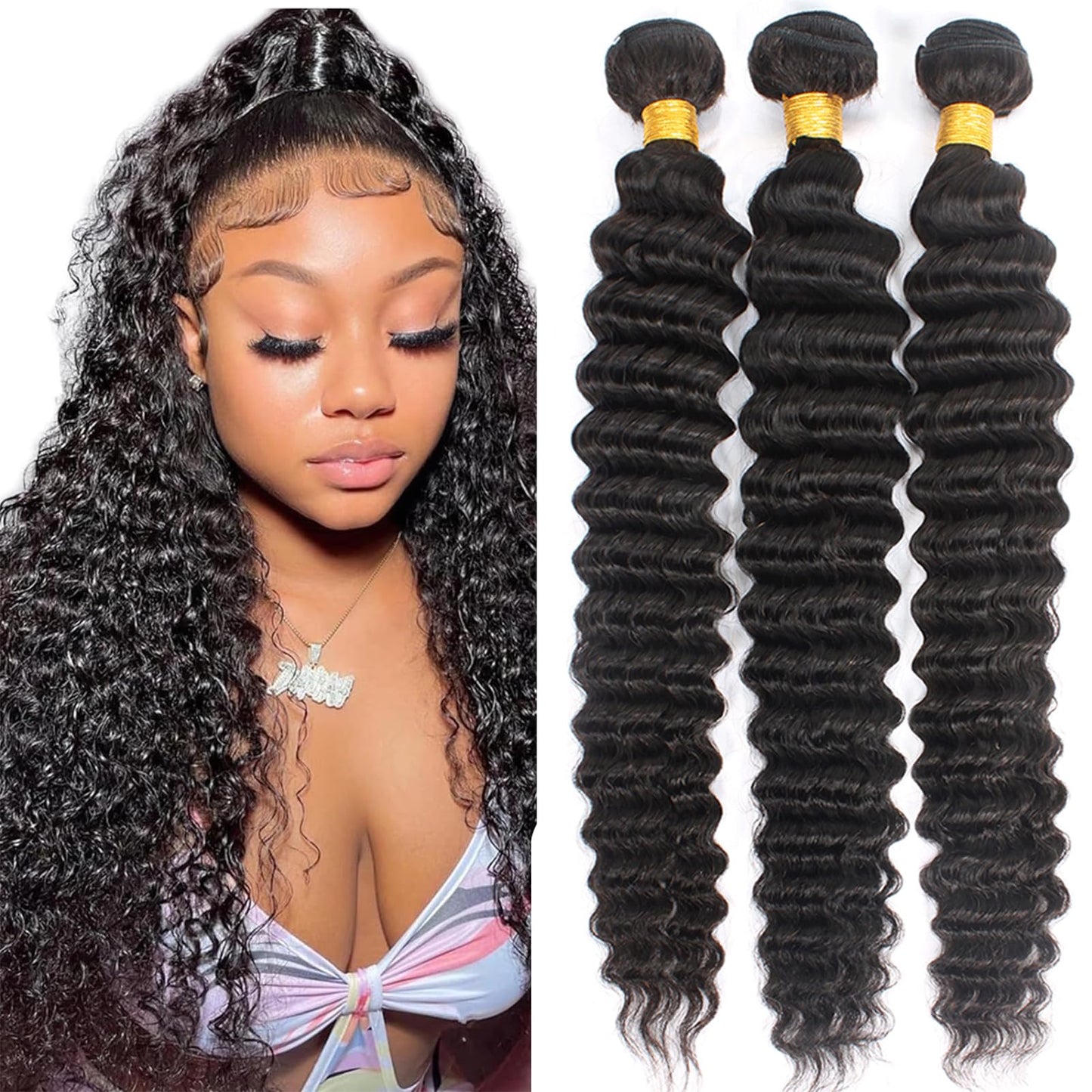 12A Brazilian Virgin Hair Pineapple Deep Wave 3 Bundles 26'' 26'' 26'' 300G Virgin Brazilian Remy Deep Wave Human Hair Bundles 1
