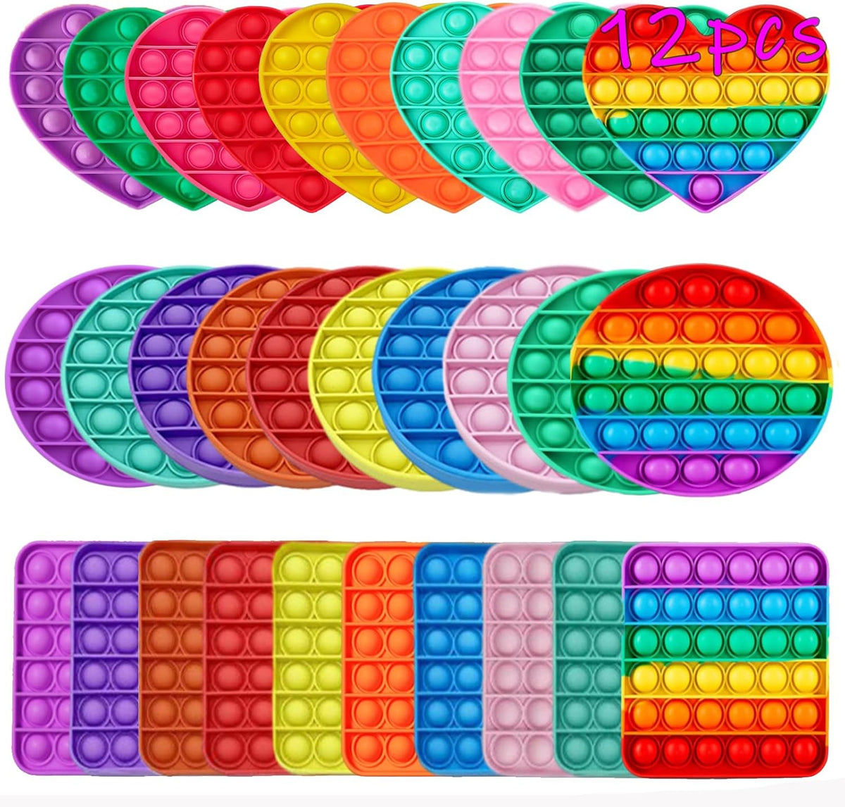 Random 4 Pcs Fidget Toys,Pop Fidget Sensory Toys Set,Stress Relief Gifts for Kids & Adults,Pop Bulk & Party Favors Toddler Toys for Easter Gifts,Party Supplies,Classroom Prizes