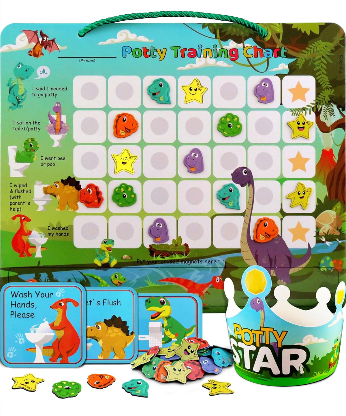 PUTSKA Potty Training Chart Toddler Boys, 35 Stickers, Crown, Firefighter