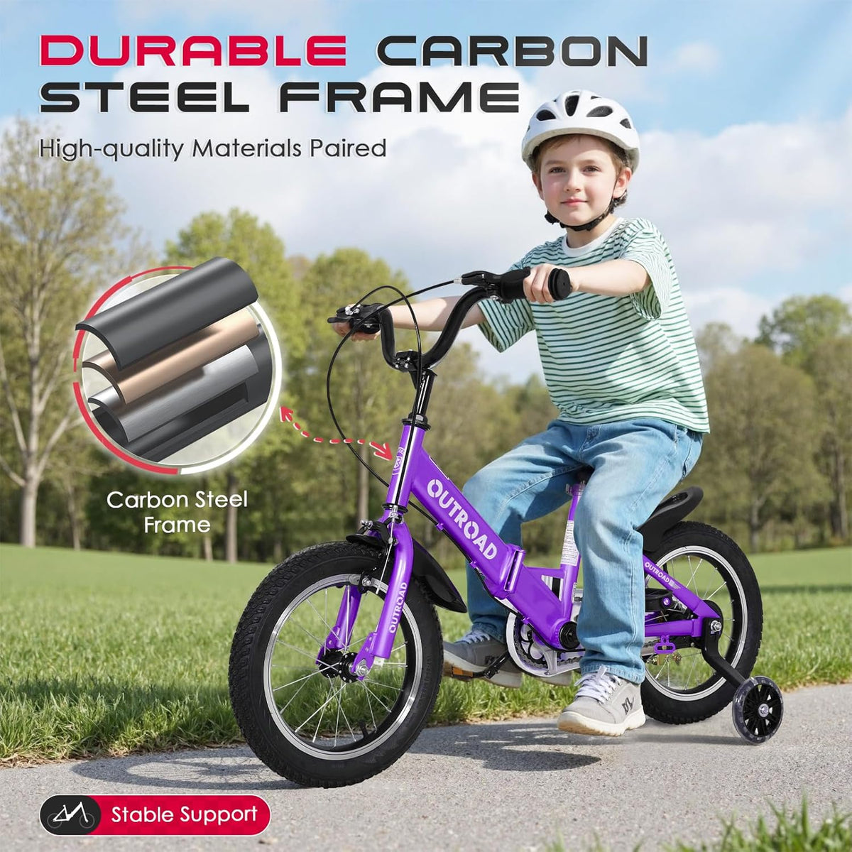 14/16/18 Inch Kids Bike for Boys and Girls with Training Wheels and Dual Handbrakes
