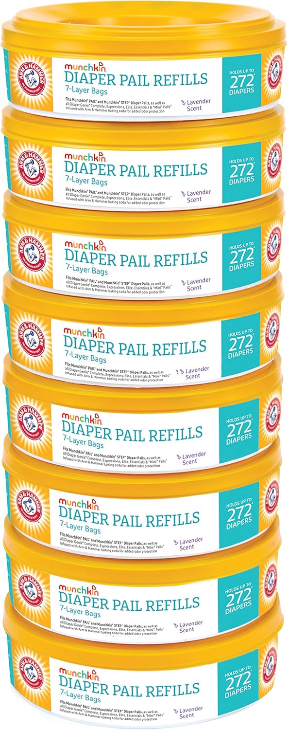 Munchkin Arm & Hammer Diaper Pail Refills, Lavender, 8 Pack
