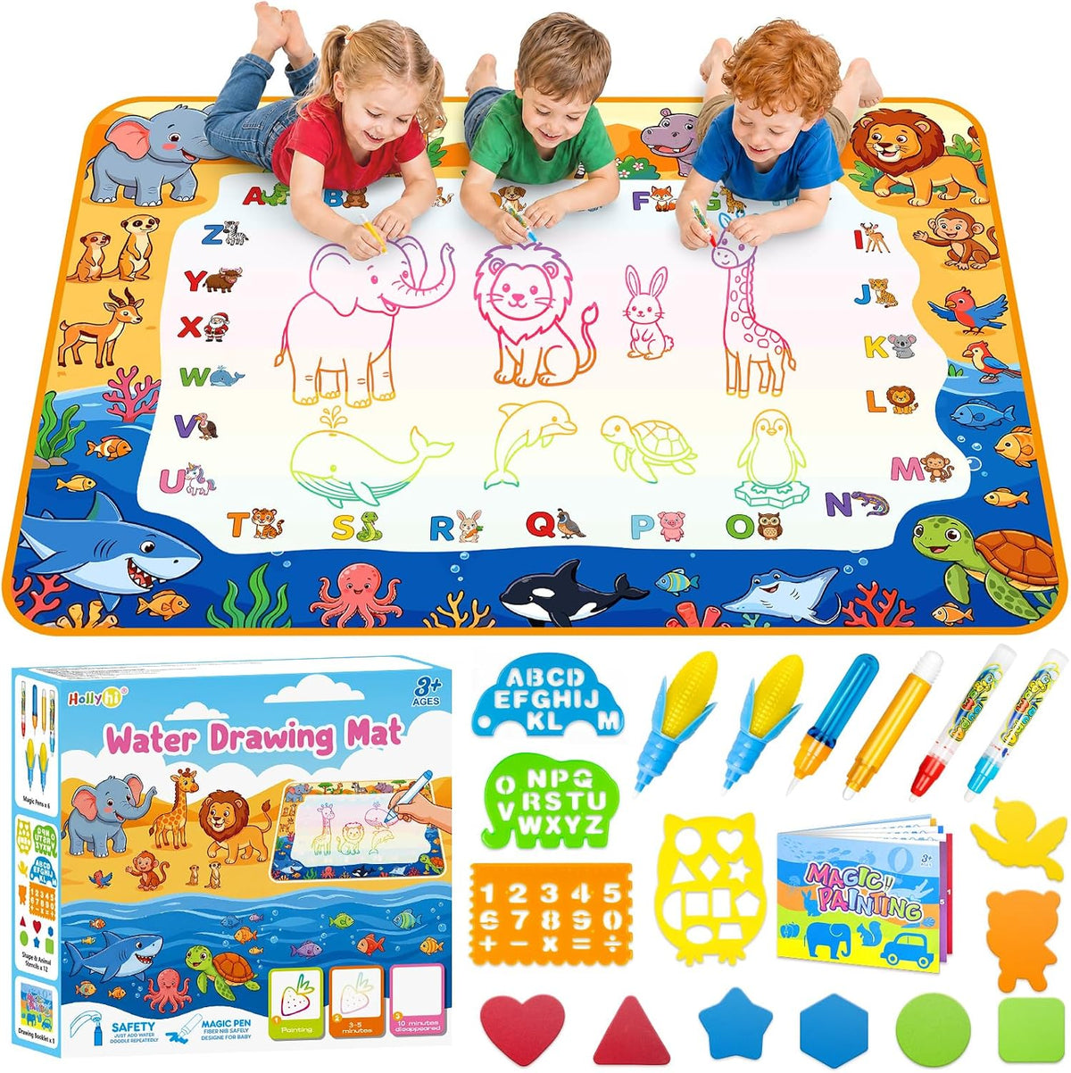 Water Doodle Mat, Kids Drawing Toys for 3 4 5 Year Old Boys Girls Gifts | Reusale Princess Color Mat, Mess-Free Coloring, Educational Doodle Toy, Toddlers Birthday Gifts for Age 3 4 5 6 7 8 Year Old