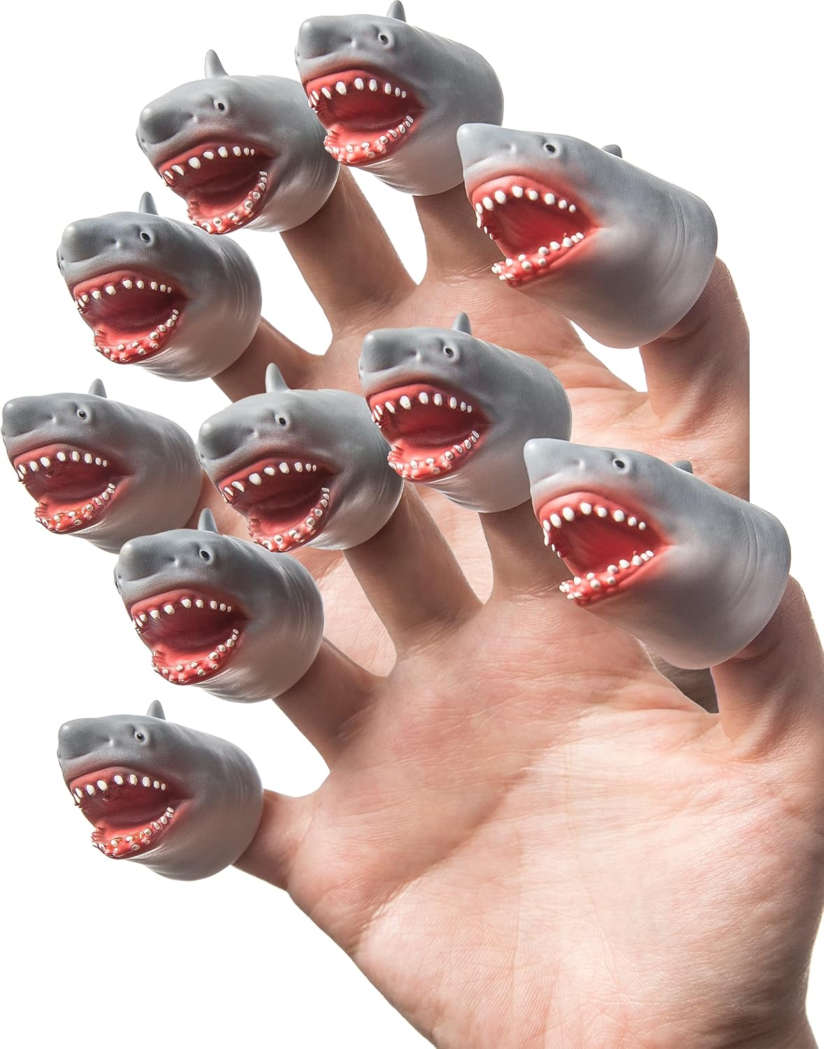 AQKILO 5-Piece Shark Finger Puppet Set, Premium PVC Ocean Animal Theater Props, Eco-Friendly Novelty Toys for Kids and Adults, Ideal Gifts and Party Favors.