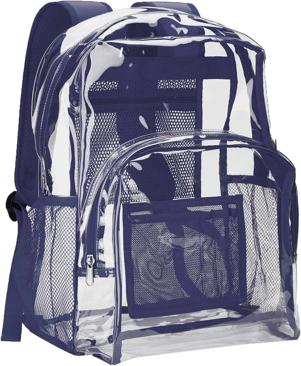 Vorspack Clear Backpack Heavy Duty PVC Transparent Backpack with Reinforced Strap Stitches & Large Capacity for College Workplace Security - Black
