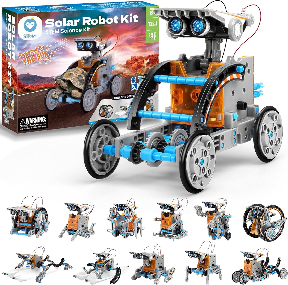 Sillbird Solar Robot Building Kit: 12-in-1 DIY Science Educational Robotic Toys for Kids and Teens