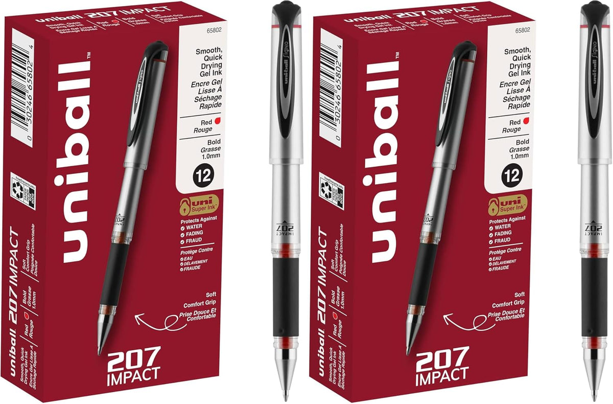 uniball™ 207 Gel Pens, Black Ink, 0.5mm Micro Point, Retractable, 12 Count, Smooth Writing, Fraud-Resistant, uni Super Ink™