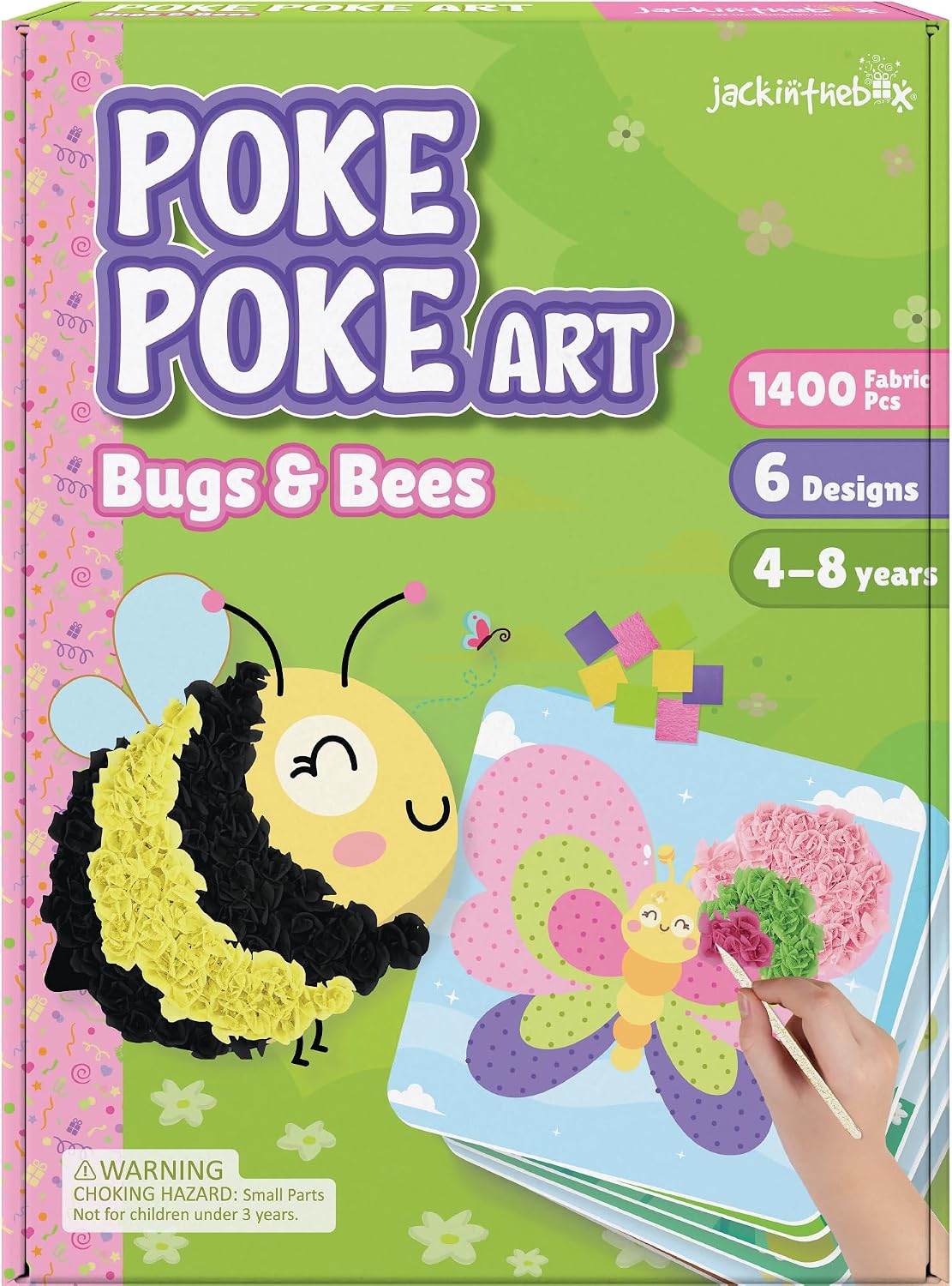 jackinthebox Poke Art Ocean Craft Kit for Kids, Boys & Girls Toys, Ages 4-8 | 1200 fabric pieces, travel arts activities & birthday gifts, mess-free toddler, age 4 5 6 7 8 9 year old, flower pressing