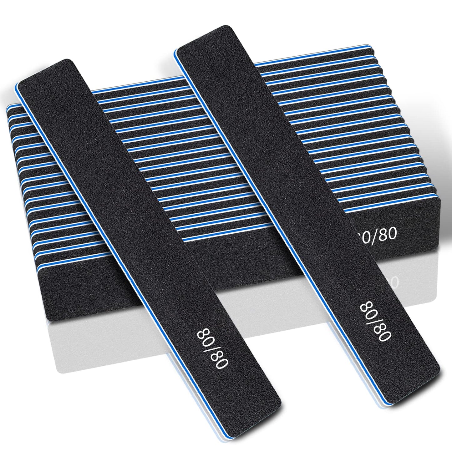 12 Pcs Nail File 80/80 Grit Nail Files For Acrylic Nails & Gel Nails, Double Sided Emery Board For Nails, Professional Nail File