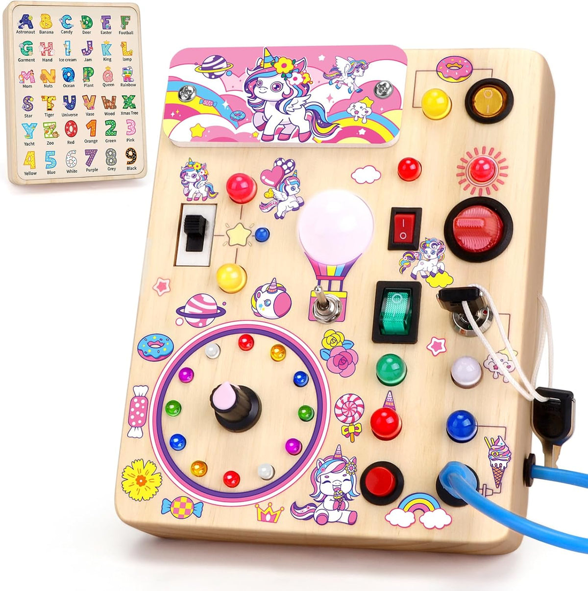 Grarain Busy Board: Montessori Educational Toy for 1-3 Year Olds, Sensory Learning Activity for Autism