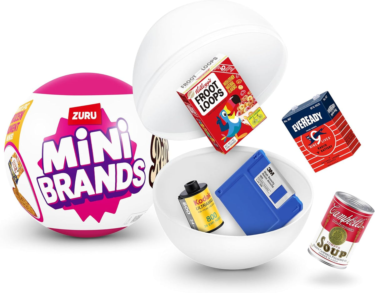 Mini Brands Retro 2 Pack Capsule with 60+ Mystery Mini's to Collect, Real Licenses, Rare Collectibles, Blind Pack, Ages 3+