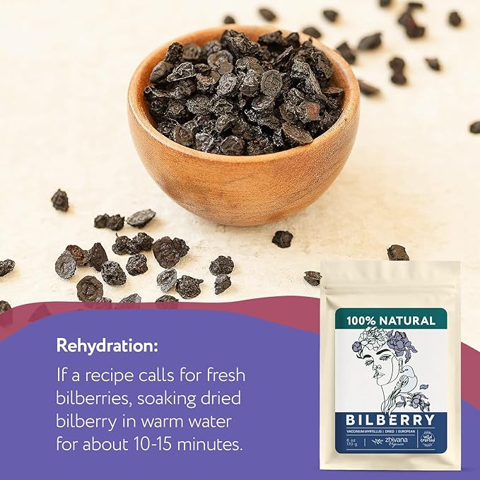Wild Bilberry Dried Fruits (4 oz.) – Bilberry Tea - Superfood berries -Whortleberry (Vaccinium myrtillus) - Antioxidant, Immunity, Heart Health