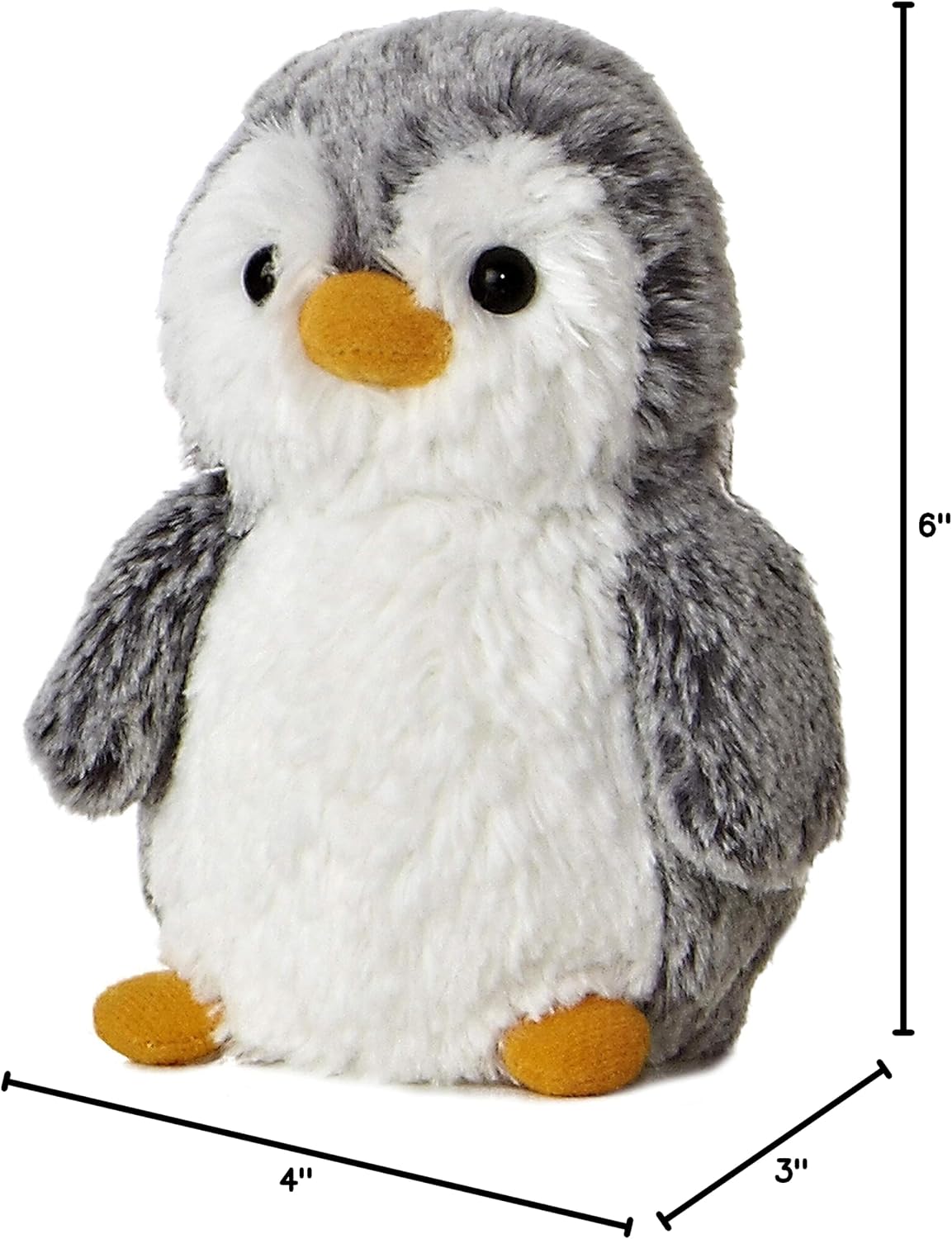 Aurora® Playful Pompom Penguin™ Mini Stuffed Animal - Vibrant Companions for Warm Cuddles - Perfect for Adults, Kids, and Birthdays - Gray 6 Inches