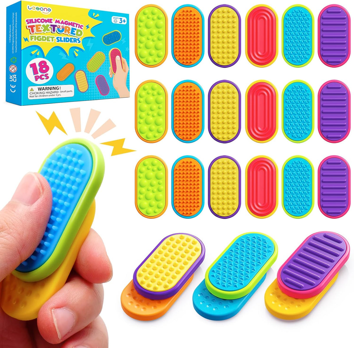 Sensory Fidget Magnet Toys for Kids: Silicone Magnetic Sliders Stress Fidgets for Autism, Stress Small Texture Fidget Toys for Classroom Prizes, Adults Office Desk / Portable Travel Must Haves, Gifts