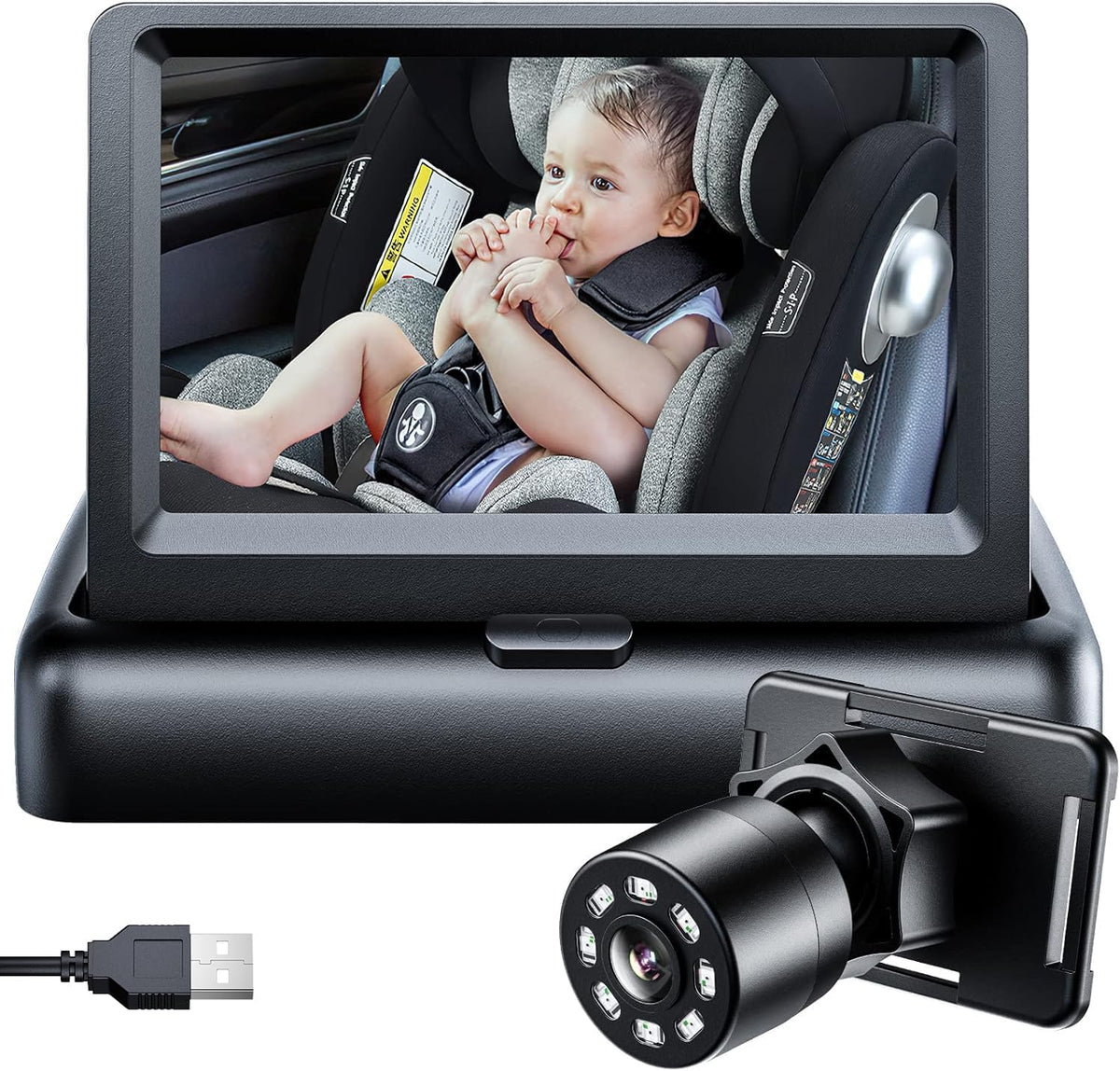 Itomoro Baby Car Camera, Easy Install, 1080p Clear View, Reliable Design | Night Vision with Rear-Facing Car Baby Monitor Built-in screen design 360° adjustable view car camera for baby