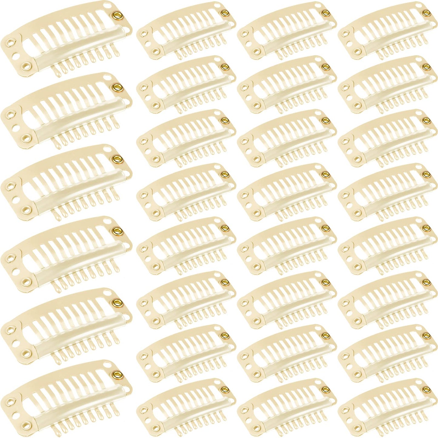 32 Mm 9-Teeth Snap Clips For Women'S Hair Extensions And Wigs - 30 Piece Diy Accessory Kit (Beige)