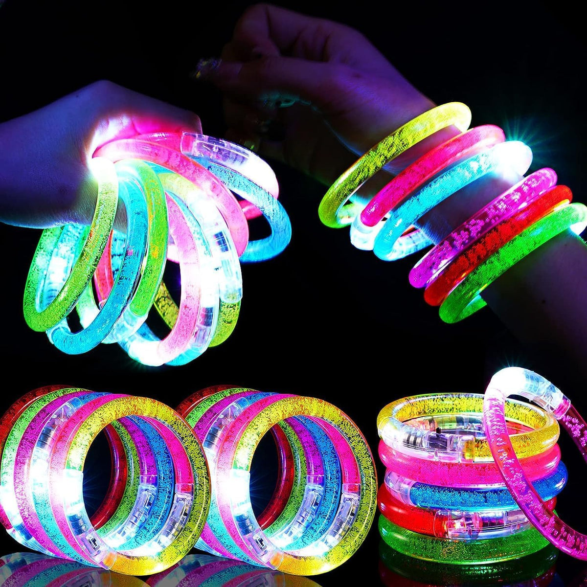 24pcs glow-in-the-dark party supplies set, flashing LED bracelets, party favors for kids and adults