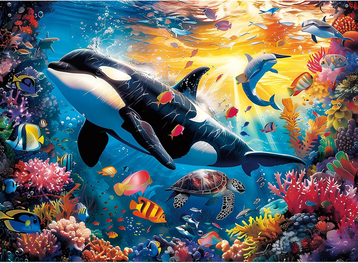 500 Piece Puzzle for Adults, Turtle Jigsaw Puzzles, Sea Animals Puzzles 500 Pieces, Birthday and Barious Holiday Party for Family Adult, Funny Puzzle for Adults, 20.5x15 in