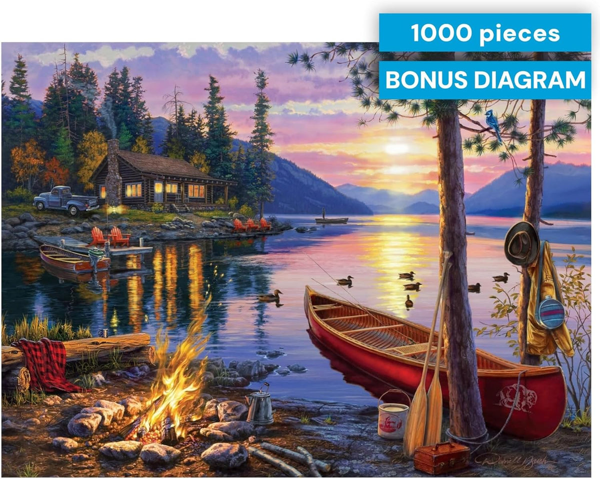 Buffalo Games 1000-piece Canoe Lake Jigsaw Puzzle with Darrell Bush Artwork - Made in USA