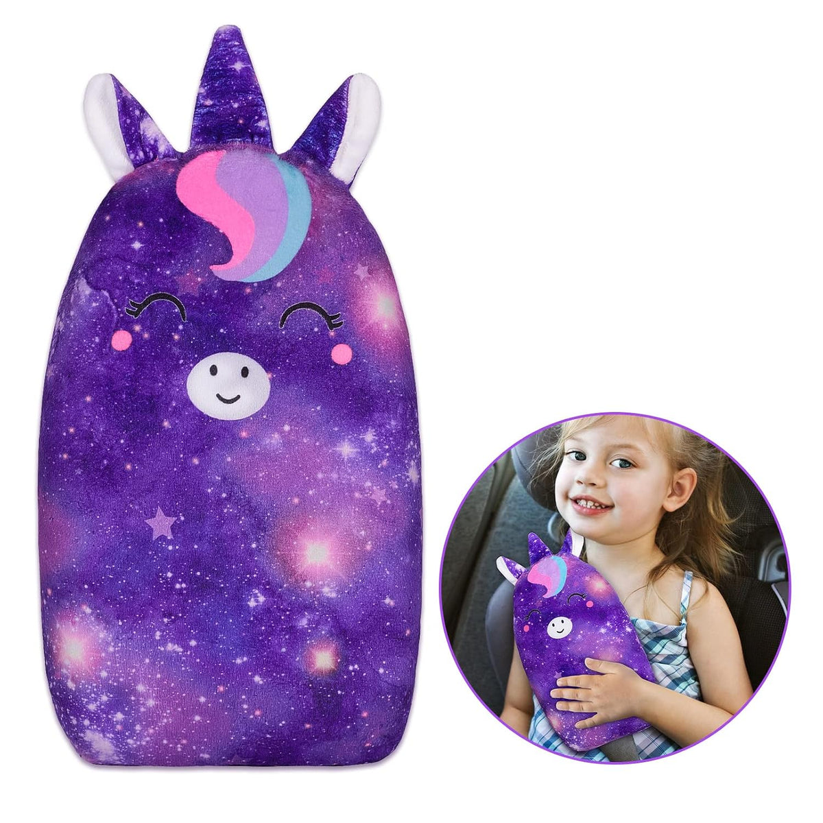 FIODAY Car Seat Belt Covers for Kids Unicorn Seat Belt Pillow | Soft Seat Belt Cushion Adjust Seat Strap Pillow Head Neck Support for Children Boys Girls Travel