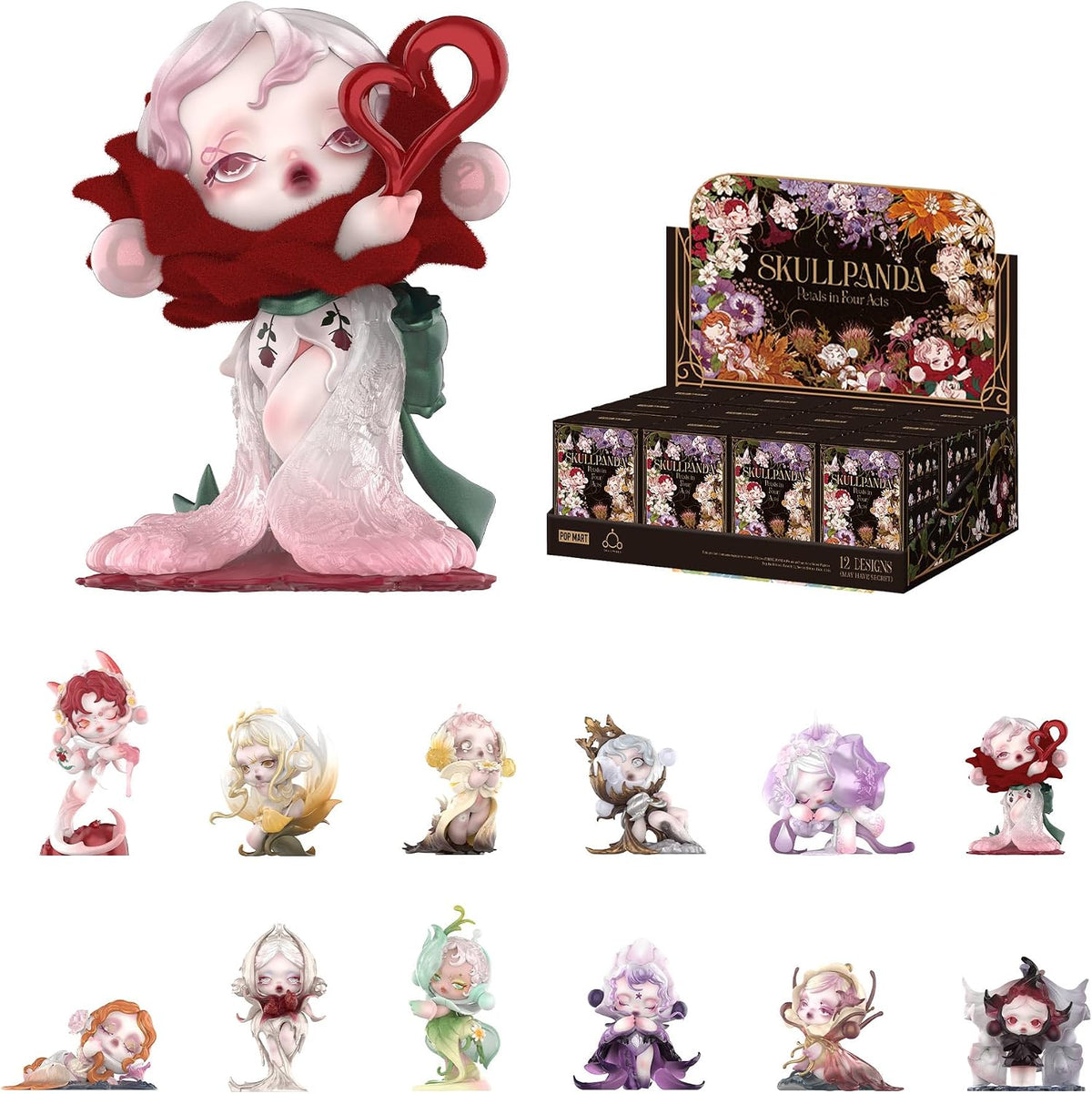 POP MART SKULLPANDA Petals in Four Acts Series Action Figures, Blind Box, Mystery Box, Collectible Toys Home Decorations, Holiday Birthday Gifts for Girls and Boys, Single Box