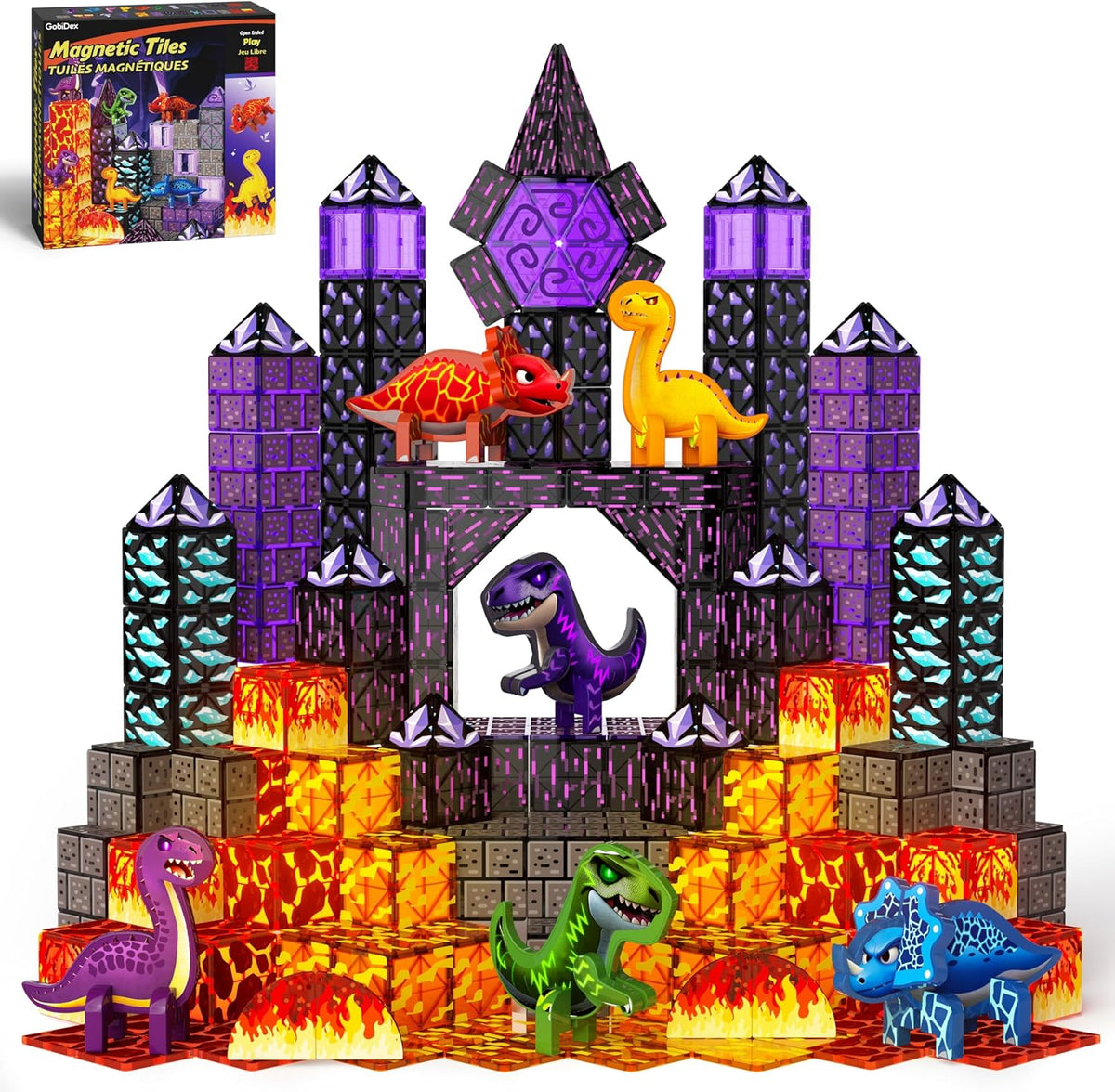 GobiDex Magnetic Building Blocks Princess Castle with 2 Dolls & Stairs, STEM Magnetic Tiles Building Toys for Kids Ages 3-5 4-8, Magnets Sensory Toddler Toys Birthday Gifts for 3+ Year Old Girls Boys