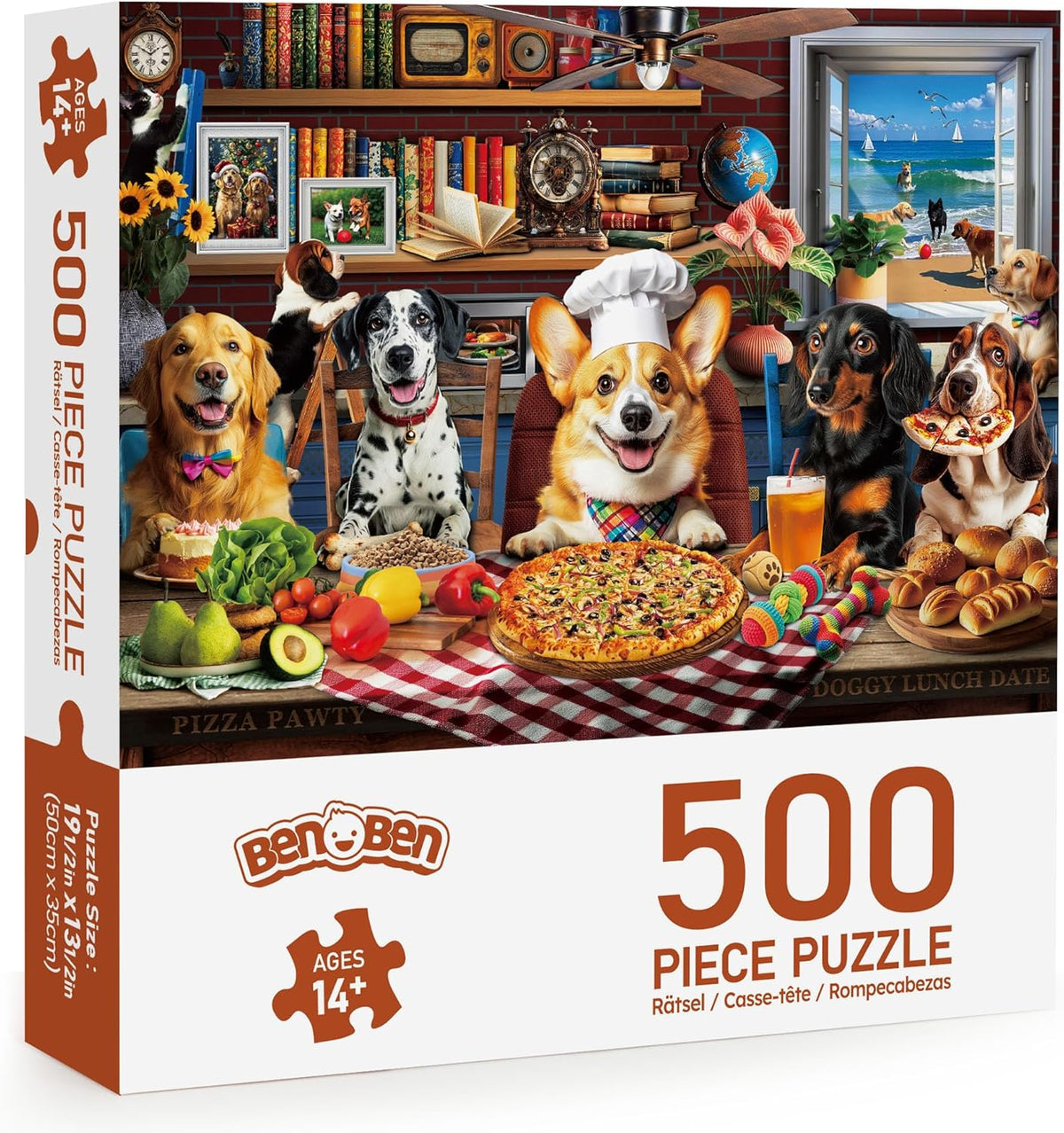 BenBen 500-Piece Adult Jigsaw Puzzle with HD Printing, Dog Theme, Thick Cardboard, Family Game Night