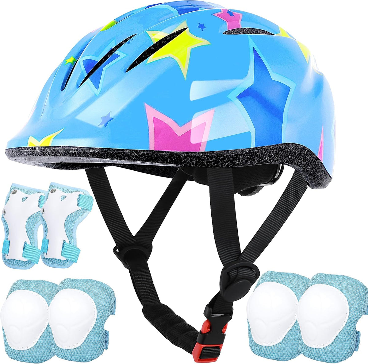 Lamsion Kids Adjustable Helmet with Protective Gear Set for Toddlers, Ages 3 to 8, Boys and Girls, Cycling, Skating, Scooter Helmet
