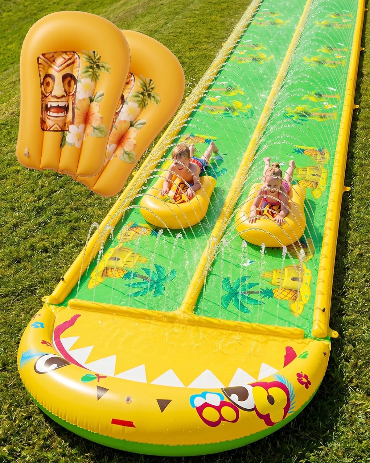40×5.9FT Heavy Duty Slip and Slide with Sprinkler and 2 Boards, Water Slide for Adults with 3-Way Water Sprinkler, Giant Slip n Slide for Outdoor Backyard Lawn Kids Teens and Adults (Blue&Orange)