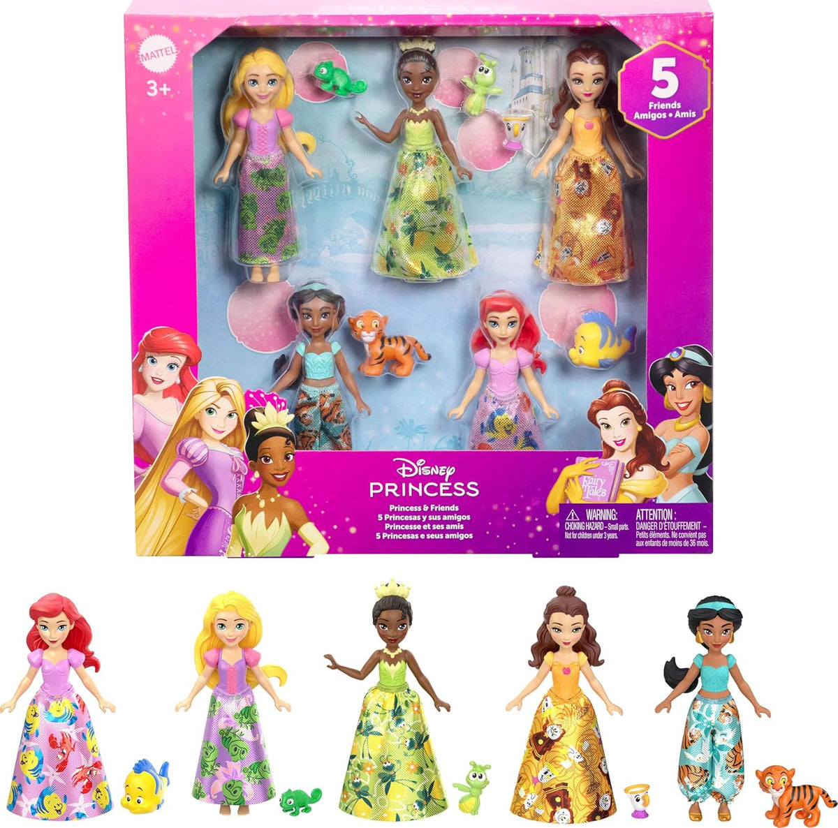 Mattel Disney Princess Toys, Ultimate Princess Pack with 12 Small Posable Dolls in Signature Outfits, Collectibles Inspired by Disney Movies (Amazon Exclusive)