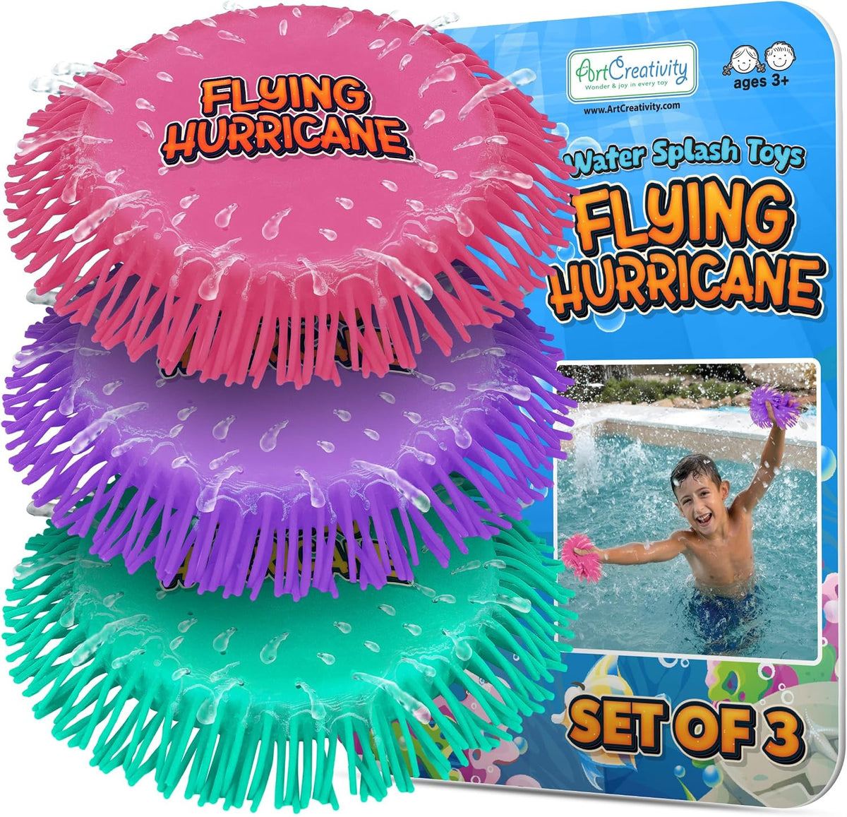 ArtCreativity Soft Water Frisbees for Kids, Soft Sports Discs (3 Pack), Beach Water Toys & Swimming Pool Toys for Kids, Backyard Fun Toy & Outdoor Summer Games, Birthday Gifts for Boys & Girls