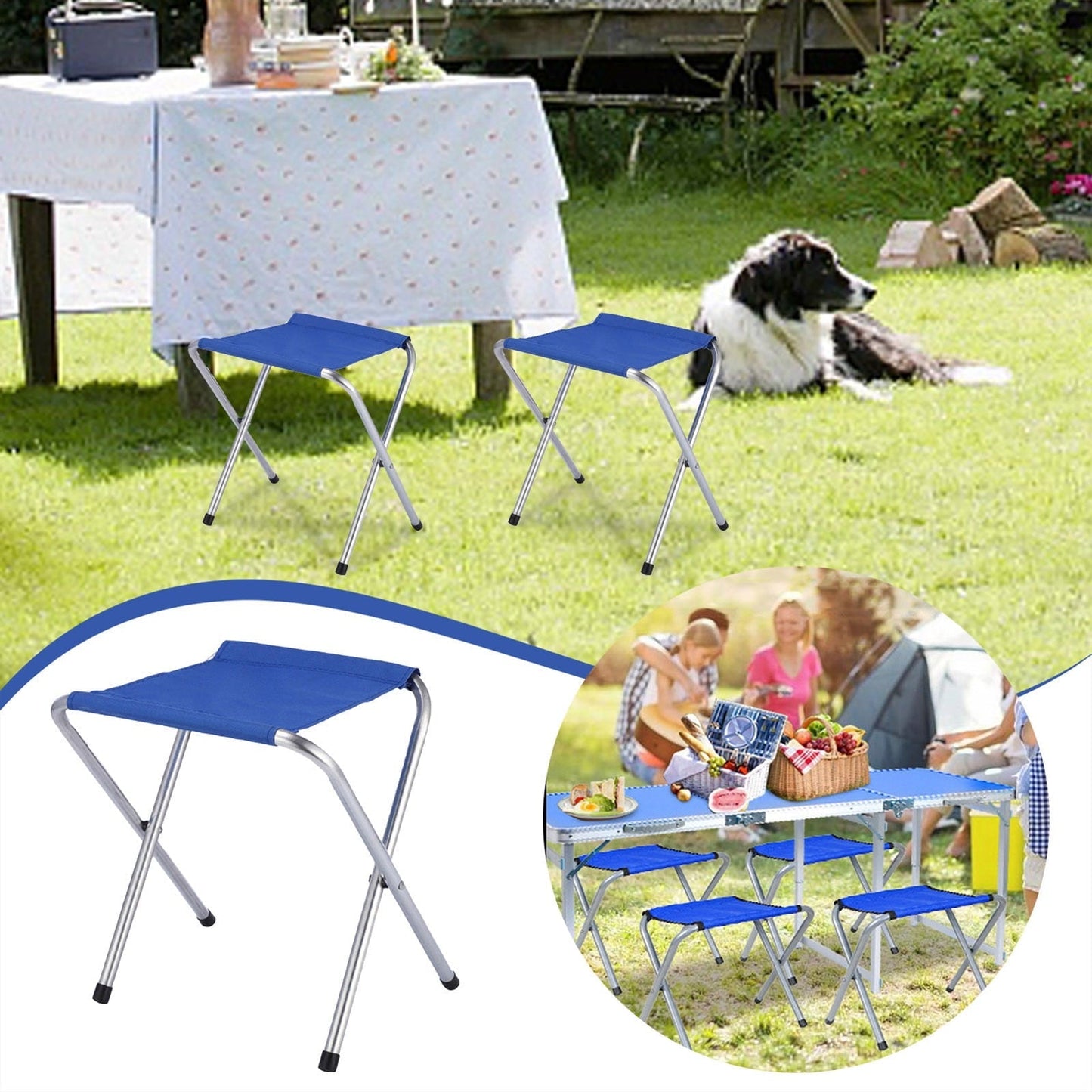 Heavy Duty Folding Camp Stool - 15 Inch Height, 300lbs Capacity, Portable - for Camping, Fishing, and Outdoor Events