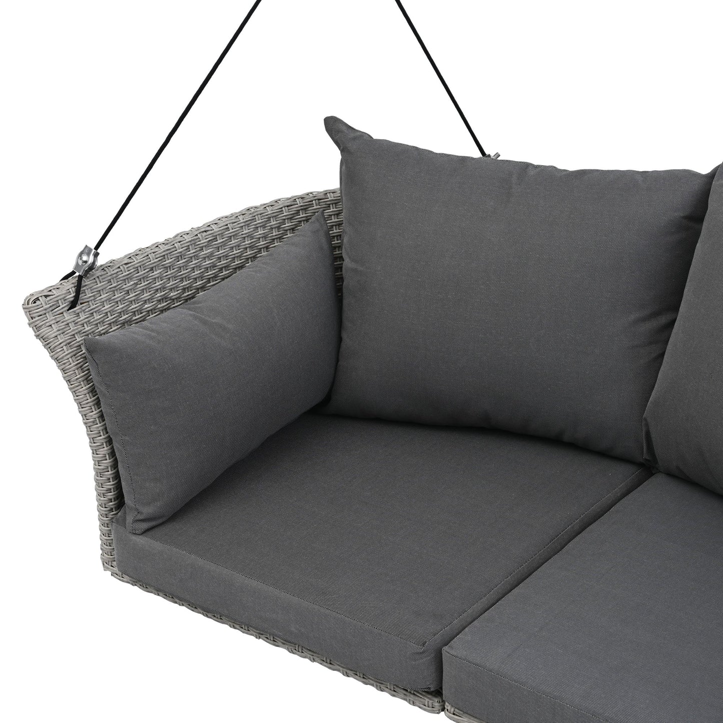 Euroco 51.9" Hanging Woven Swing Chair with Thick Cushion and Adjustable Rope, Waterproof & All-Weather Patio Hammock Chair for Porch, Balcony,