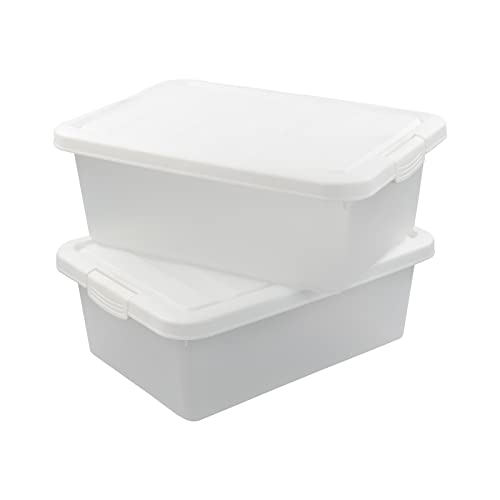 14 Quart Clear Storage Box, Underbed Plastic Latch Box with White Lids, 2-Pack - color: White