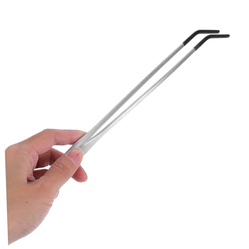 Veemoon 2Pcs Stainless Steel Reptile Feeding Tongs with Rubber Tips Curved Tweezers for Snake Turtle Lizard Durable Feeding Accessories for Convenient Use