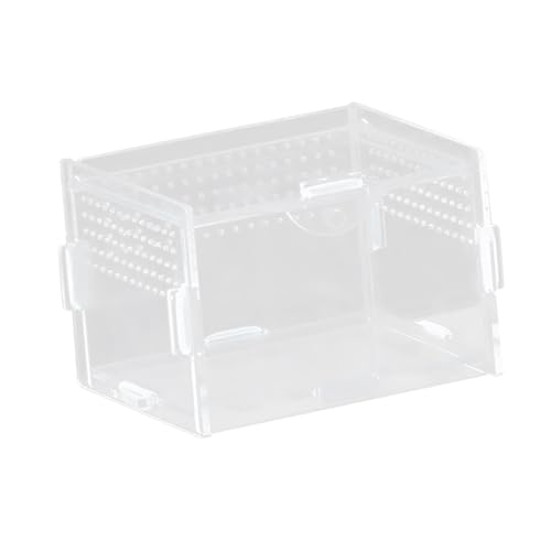 Reptile Breeding Box Terrarium Habitat Tank Transparent Acrylic Enclosure with Ventilation Holes for Snakes Frogs Turtles Geckos Small Animals- 10x8x7cm