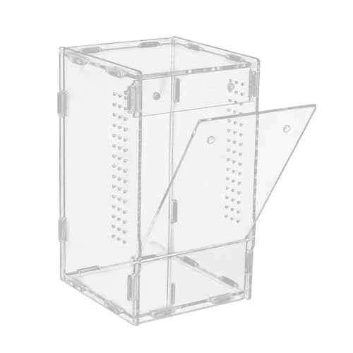 Acrylic Reptile Habitat – Escape-Proof Front Opening, 20x12cm Clean, Transparent View, Ventilated Design | Enclosure for Jumping Spiders, Observation, Home, Bedroom, Living Room, Office, Pet Store