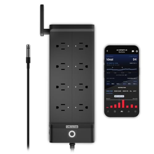 AC Infinity Outlet AI+, Environment Controller, Smart WiFi Power Strip, Dual-Zone Temperature Humidity, Individual Control 8 Plugs, AI Targeting, Thermostat Greenhouse Aquarium Terrarium Home, 1800W - style: 8 Plugs