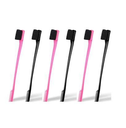 Soft 'N Style Double Sided Edge Control Hair Brush Comb Combo Pack 6 Pieces Pink And Black