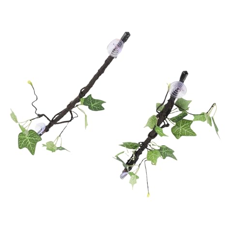 2Pcs Reptile Corner Branches, Terrarium Plant Decoration Flexible Imitation Bendable Jungle Climbing Vine with Suction Cups for Amphibian Lizard Snake Climbing