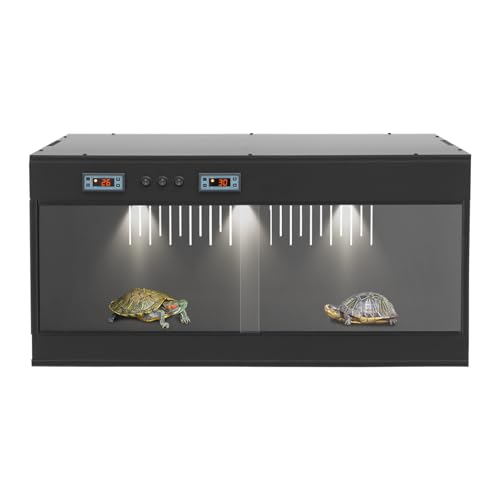Reptile Enclosure, 31.5*15.8*15.8in PVC Reptile Terrarium Independent Temperature Control Intelligent Thermostat Reptile Tank Front Opening Sliding Door E27 Lamp Holders for Lizard Snake Bird (White) - color: White