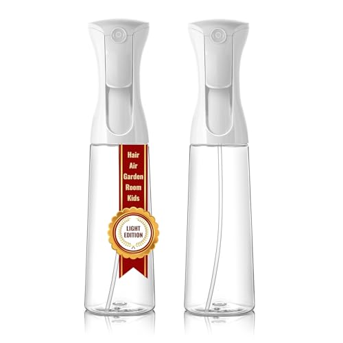 Mistifi Continuous Ultra Fine Mist Spray Bottle – Refillable Water Mister for Hair, Hairstyling, Barber, Salon, Plants, Cleaning, Skincare – (350ml 2Pcs, Transparent bottle) - color: Transparent bottle, style: 350ml 2Pcs
