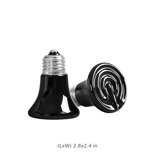 2 Pcs Ceramic Heat Emitter, 75 W Mini Reptile Heat Lamp with E26 Socket, No Light Emitted Infrared Brooder Coop Heater, Anti-Scald Heating Bulb for Pet, Chicken, Lizard, Turtle