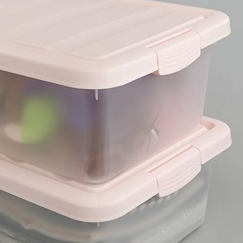 14 Quart Plastic Storage Boxes with Pink Lids, 2 Packs - color: Pink