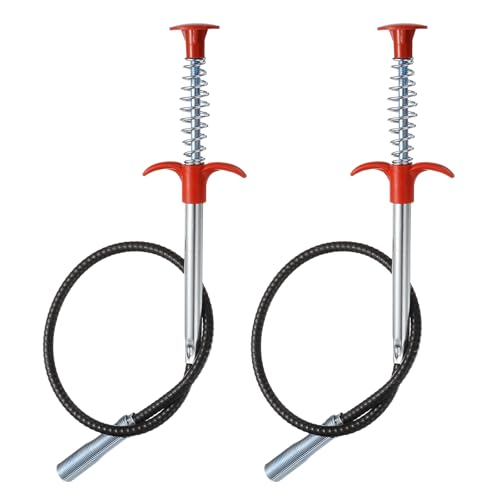 HARFINGTON 2pcs Flexible Grabber Claw Pick Up Tool 0.47" Dia. 24" 4 Claws Stainless Steel Cleaning Hook Unclog Sink Sewer Hair Drain Cleaner Tool Sink Unclogger for Toilet Bathtub Sewer - size: 24 Inch