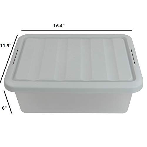14 Quart Plastic Storage Box, Clear Storage Bin with Lid, 2 Packs - color: Grey